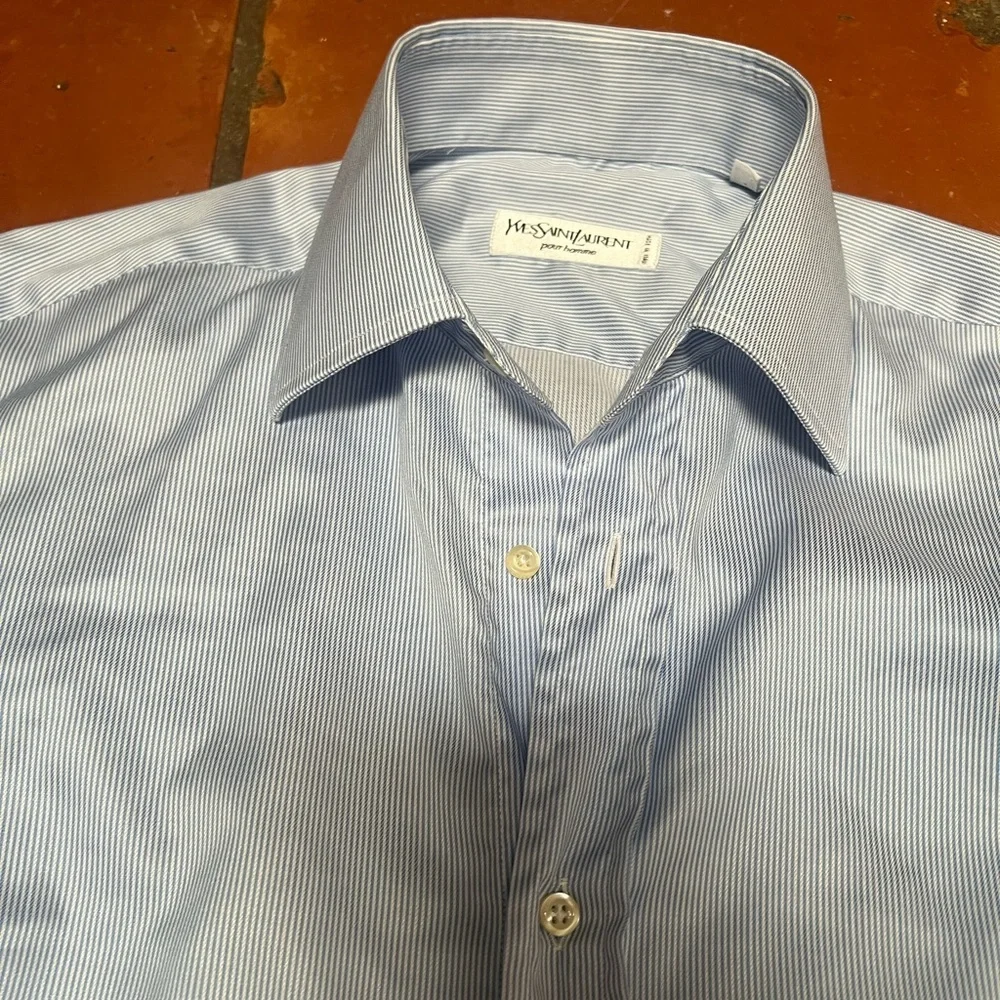 Yves Saint Laurent Blue Dress Shirt Classic Cotton - Picture 2 of 4